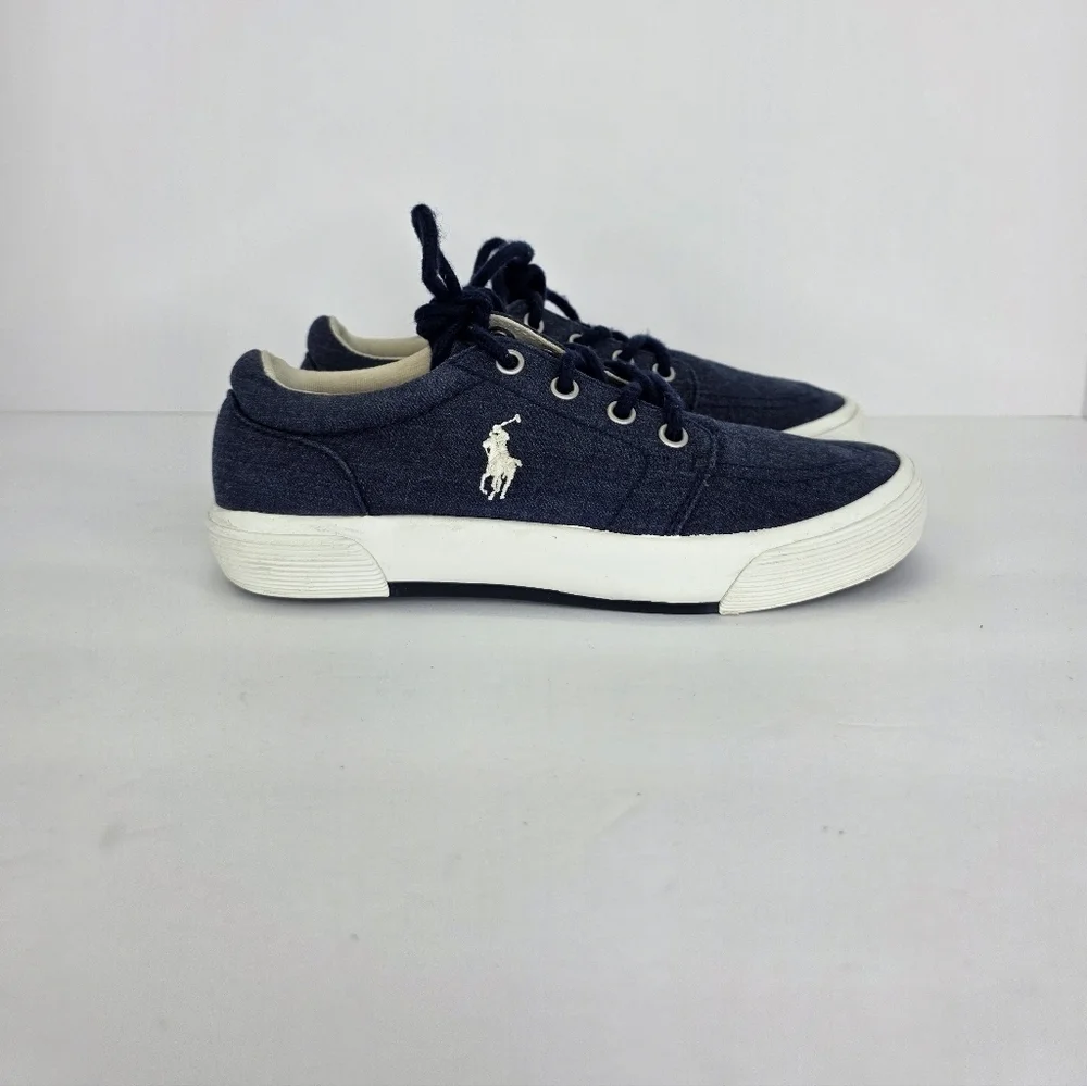 Polo Ralph Lauren Kids Faxon II Lace-Up Sneakers Pony Logo Cotton Canvas SZ 13.5